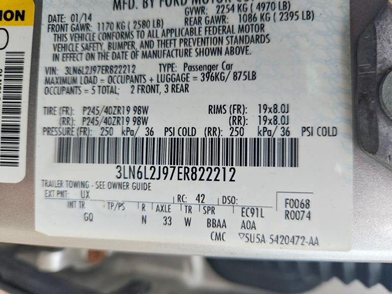 Продаж на аукціоні авто 2014 Lincoln Mkz, vin: 3LN6L2J97ER822212, номер лоту: 55863576