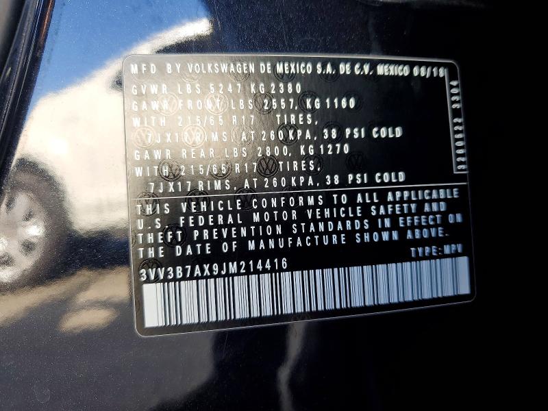 58832596 :رقم المزاد ، 3VV3B7AX9JM214416 vin ، 2018 Volkswagen Tiguan مزاد بيع