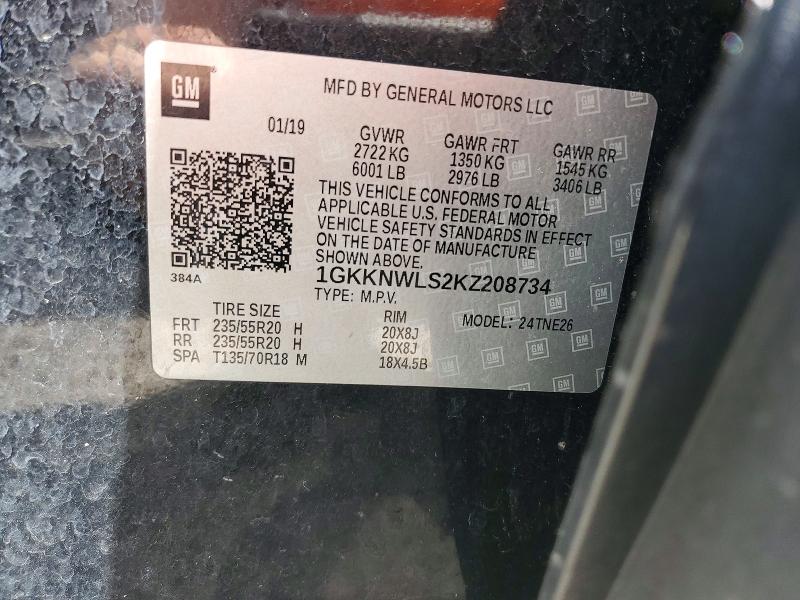 Aukcja sprzedaży 2019 Gmc Acadia, vin: 1GKKNWLS2KZ208734, numer aukcji: 54137586