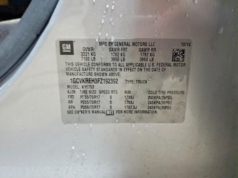 Продаж на аукціоні авто 2015 Chevrolet Silverado, vin: 1GCVKREH3FZ192392, номер лоту: 55422346