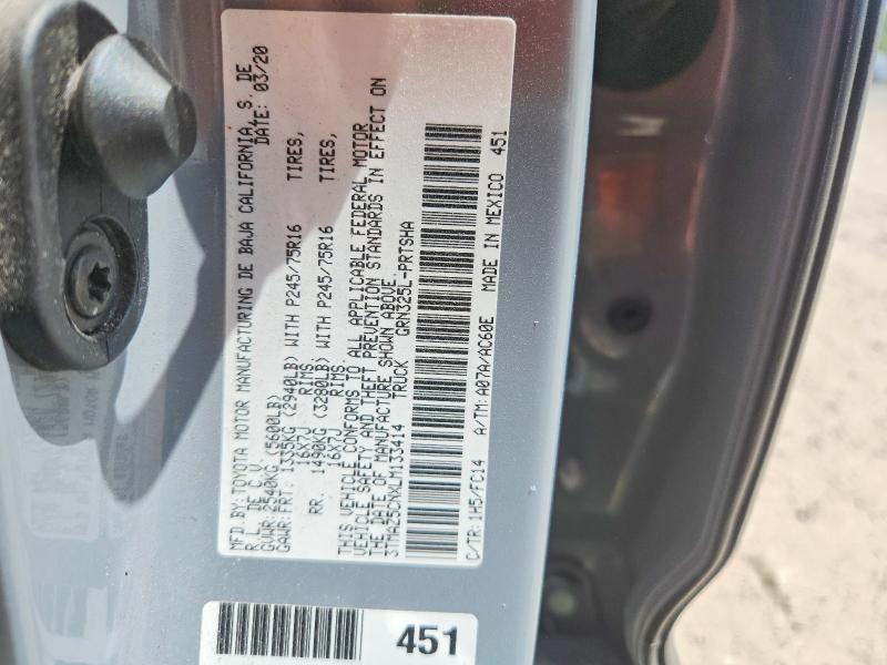 56853586 :رقم المزاد ، 3TMAZ5CNXLM133414 vin ، 2020 Toyota Tacoma مزاد بيع