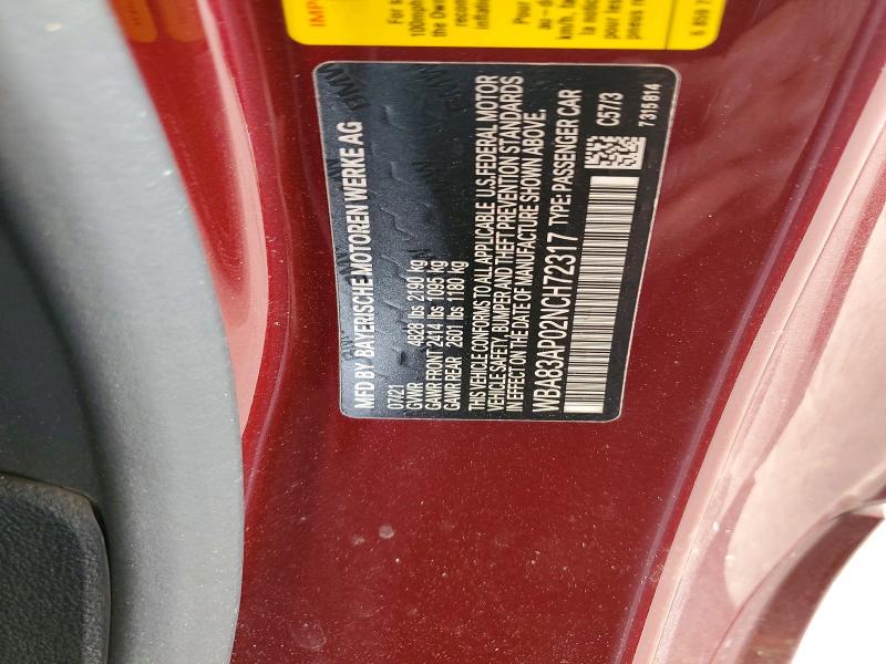 56489146 :رقم المزاد ، WBA83AP02NCH72317 vin ، 2022 Bmw M440i مزاد بيع