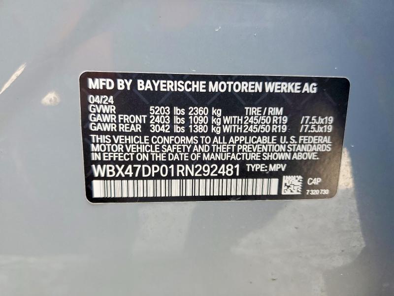 58264816 :رقم المزاد ، WBX47DP01RN292481 vin ، 2024 Bmw X3 مزاد بيع