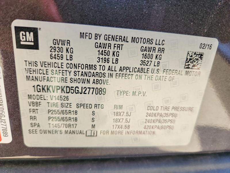 Aukcja sprzedaży 2016 Gmc Acadia, vin: 1GKKVPKD5GJ277089, numer aukcji: 56254246