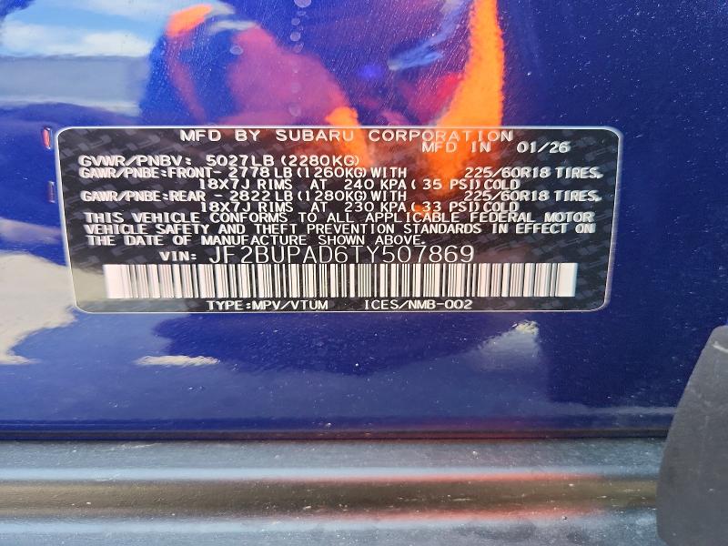 56976326 :رقم المزاد ، JF2BUPAD6TY507869 vin ، 2026 Subaru Outback مزاد بيع