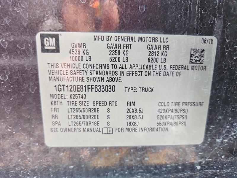 Продажа на аукционе авто 2015 Gmc 2500, vin: 1GT120E81FF633030, номер лота: 55197226