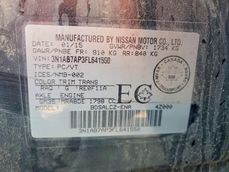 Продажа на аукционе авто 2015 Nissan Sentra, vin: 3N1AB7AP3FL641550, номер лота: 56117356