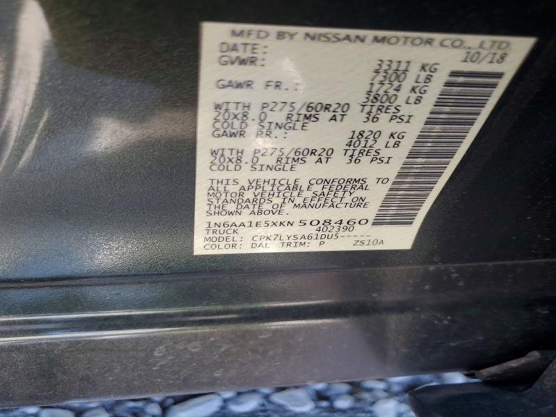 Aukcja sprzedaży 2019 Nissan Titan, vin: 1N6AA1E5XKN508460, numer aukcji: 57148836