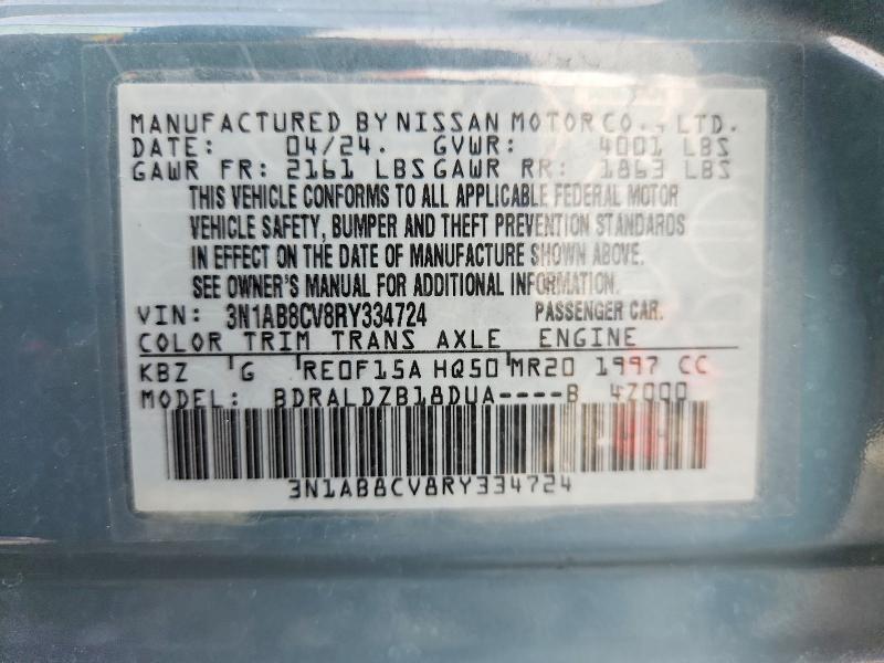 Aukcja sprzedaży 2024 Nissan Sentra, vin: 3N1AB8CV8RY334724, numer aukcji: 56761576