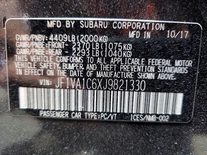 Продажа на аукционе авто 2018 Subaru Wrx, vin: JF1VA1C6XJ9821330, номер лота: 55910306