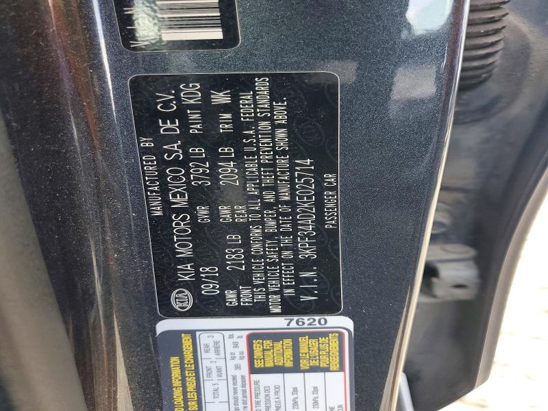 57153806 :رقم المزاد ، 3KPF34AD2KE025714 vin ، 2019 Kia Forte مزاد بيع