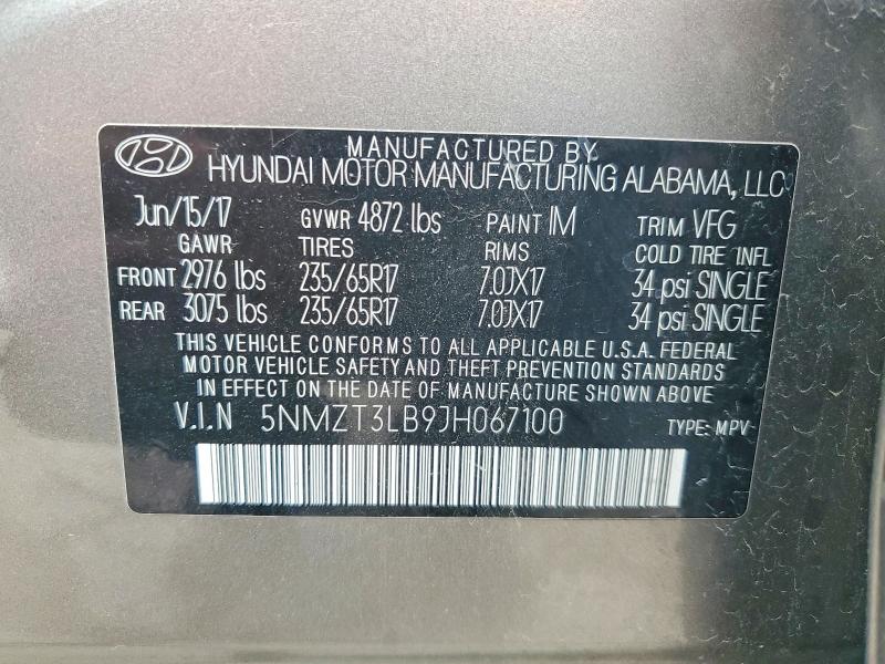 Aukcja sprzedaży 2018 Hyundai Santa Fe Sport, vin: 5NMZT3LB9JH067100, numer aukcji: 58202346