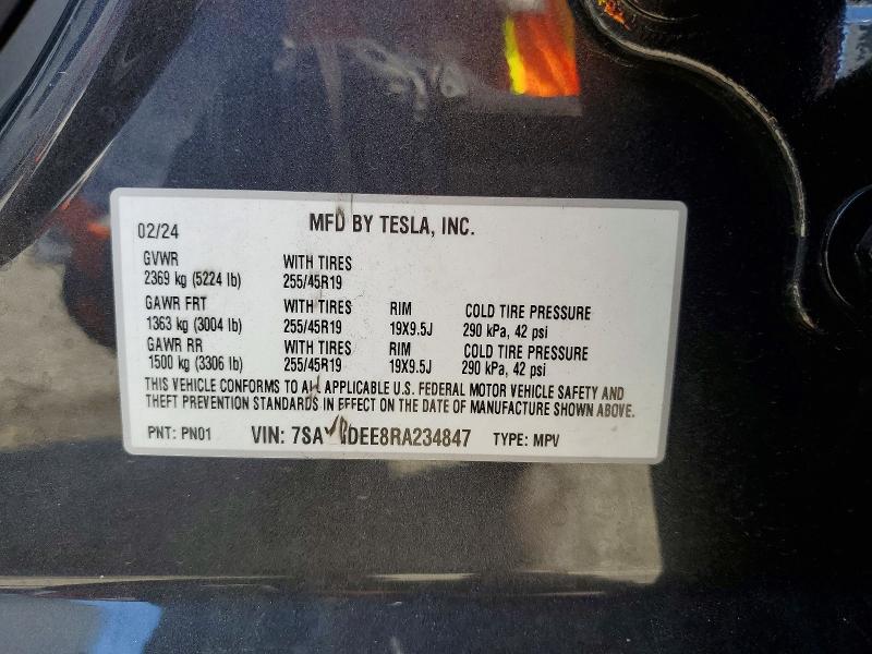 Aukcja sprzedaży 2024 Tesla Model Y, vin: 7SAYGDEE8RA234847, numer aukcji: 57269516