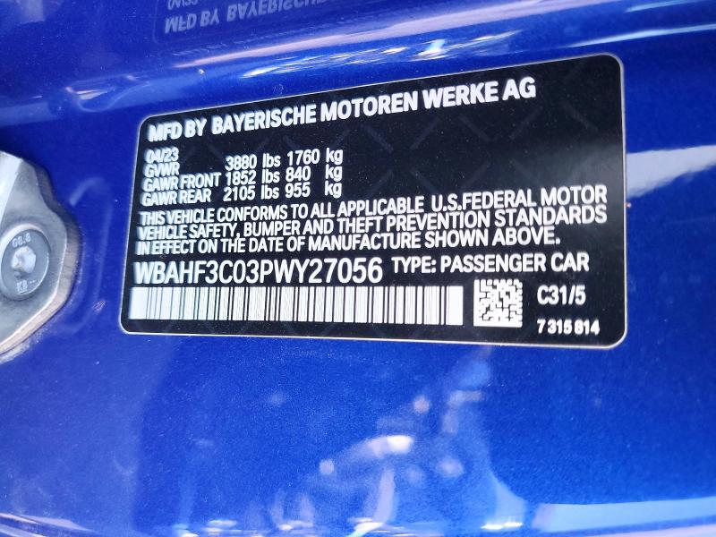 Aukcja sprzedaży 2023 Bmw Z4, vin: WBAHF3C03PWY27056, numer aukcji: 55634966