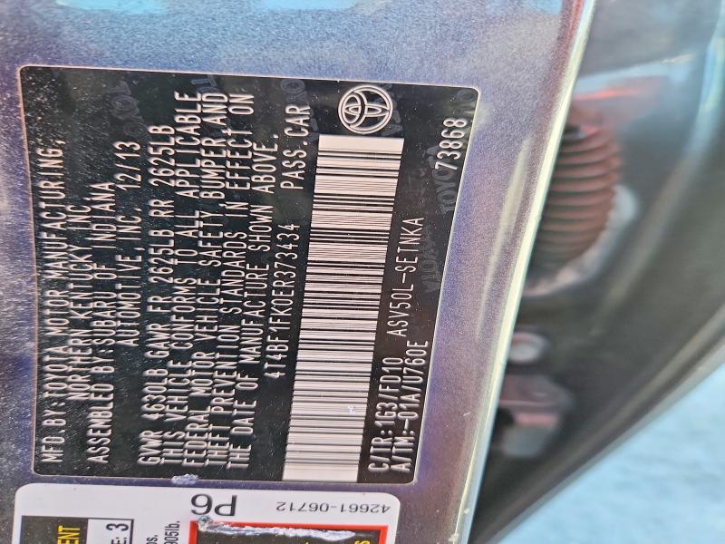 2014 Toyota Camry მანქანა იყიდება აუქციონზე, vin: 4T4BF1FK0ER373434, აუქციონის ნომერი: 56302156
