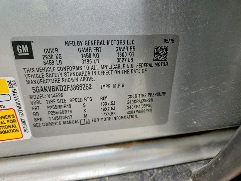 Aukcja sprzedaży 2015 Buick Enclave, vin: 5GAKVBKD2FJ366262, numer aukcji: 57548386