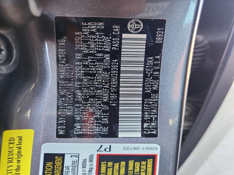 Продажа на аукционе авто 2017 Toyota Camry, vin: 4T1BF1FK8HU393624, номер лота: 55553186