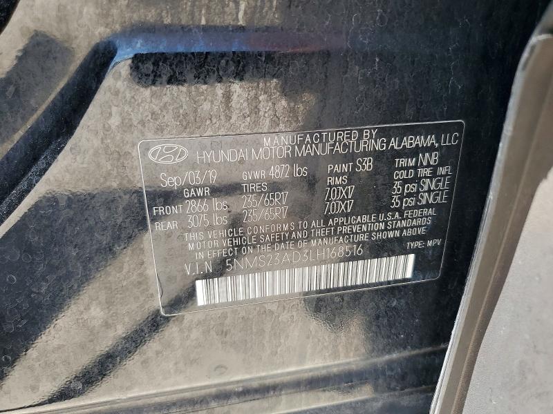 57366976 :رقم المزاد ، 5NMS23AD3LH168516 vin ، 2020 Hyundai Santa Fe مزاد بيع