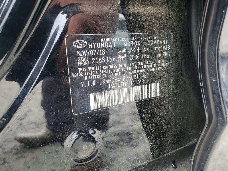 Aukcja sprzedaży 2019 Hyundai Elantra, vin: KMHD84LF7KU811982, numer aukcji: 56527956