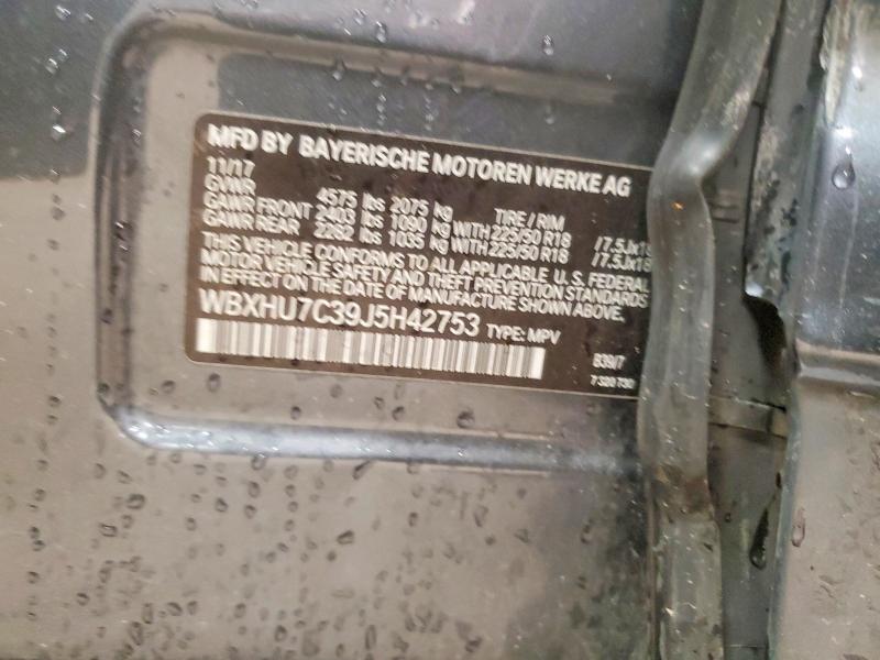 Aukcja sprzedaży 2018 Bmw X1, vin: WBXHU7C39J5H42753, numer aukcji: 57670626