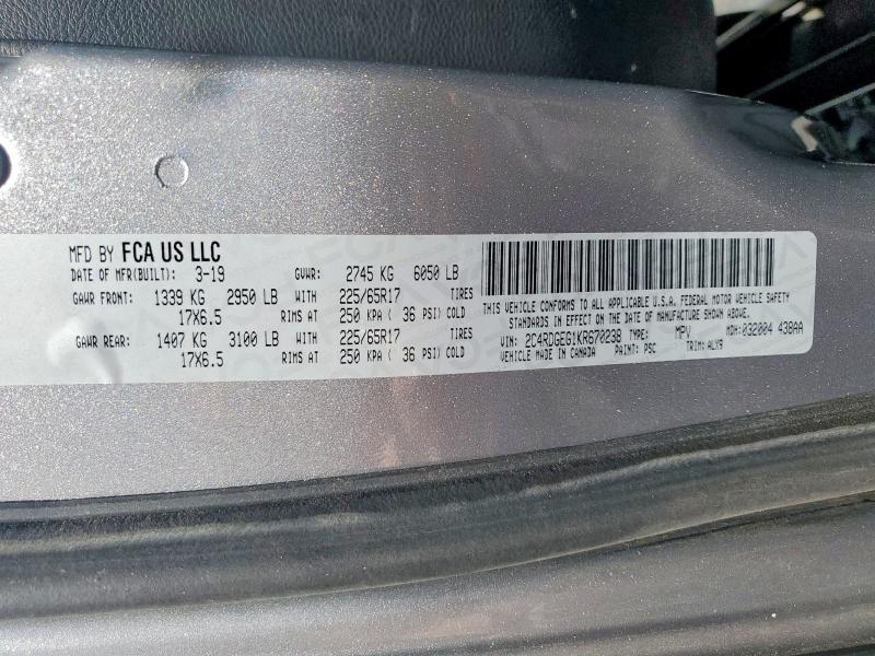 Aukcja sprzedaży 2019 Dodge Grand Caravan, vin: 2C4RDGEG1KR670238, numer aukcji: 55211066