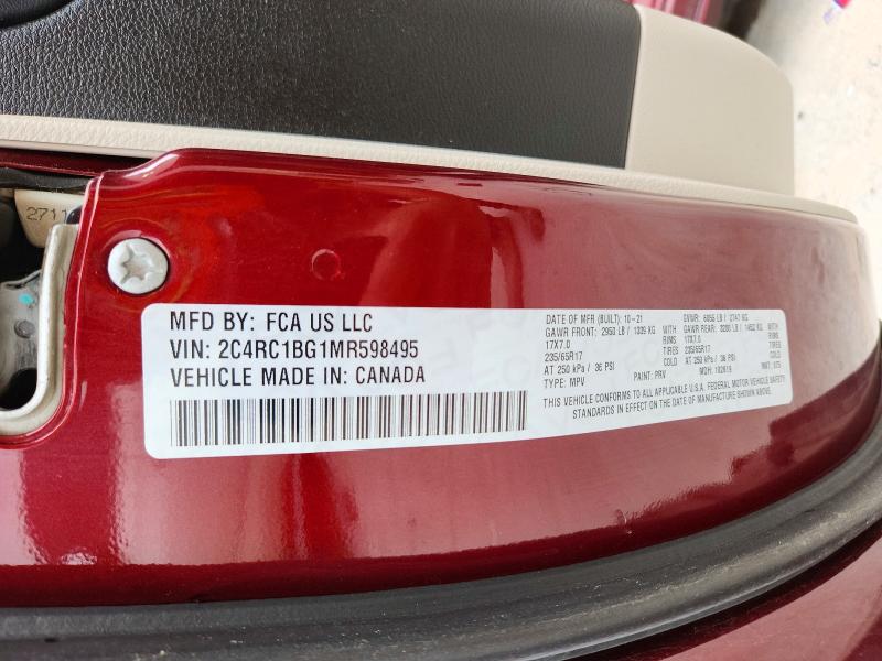 Продаж на аукціоні авто 2021 Chrysler Pacifica, vin: 2C4RC1BG1MR598495, номер лоту: 54411786