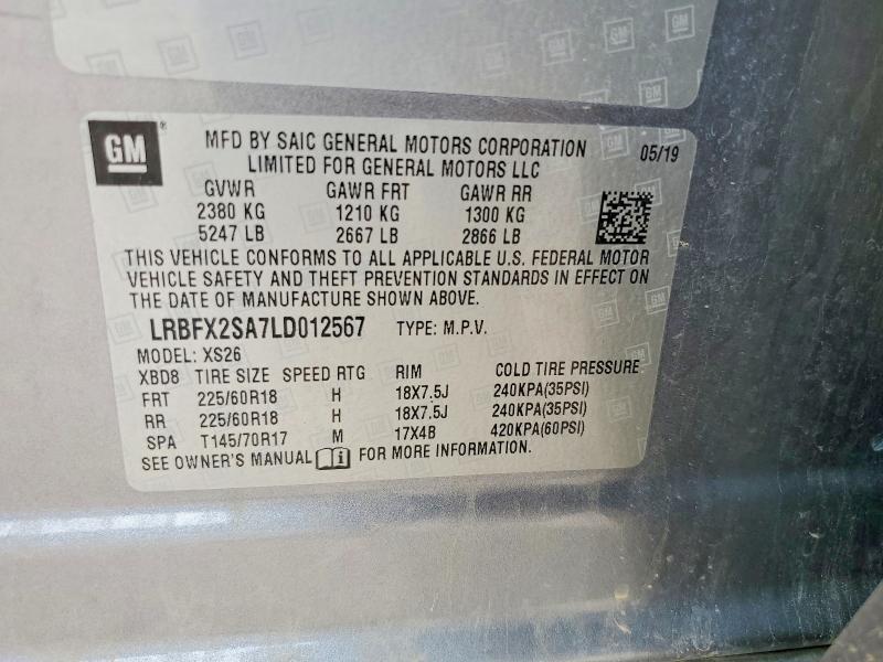 Продаж на аукціоні авто 2020 Buick Envision, vin: LRBFX2SA7LD012567, номер лоту: 58957896