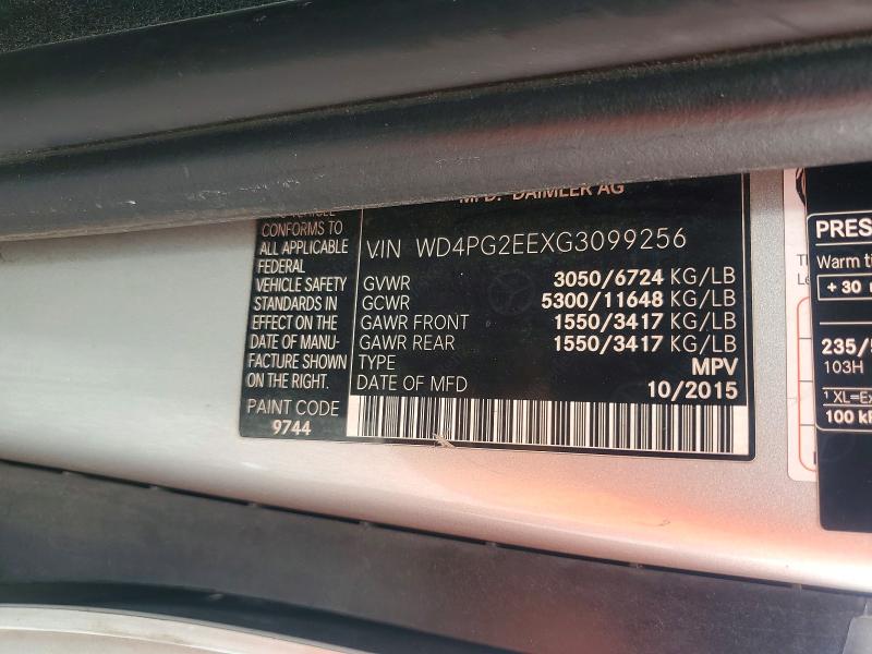 Auction sale of the 2016 Mercedes-benz Metris, vin: WD4PG2EEXG3099256, lot number: 55185026