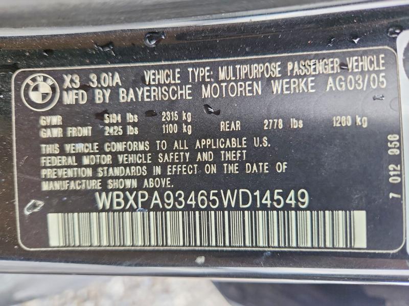 Продажа на аукционе авто 2005 Bmw X3, vin: WBXPA93465WD14549, номер лота: 58292486