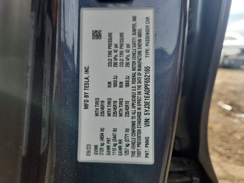 Aukcja sprzedaży 2023 Tesla Model 3, vin: 5YJ3E1EA0PF652165, numer aukcji: 56720436