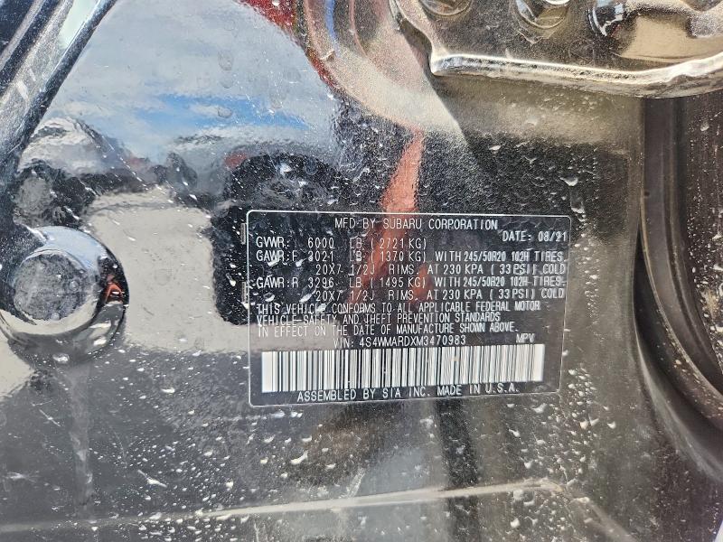 Aukcja sprzedaży 2021 Subaru Ascent, vin: 4S4WMARDXM3470983, numer aukcji: 56348876