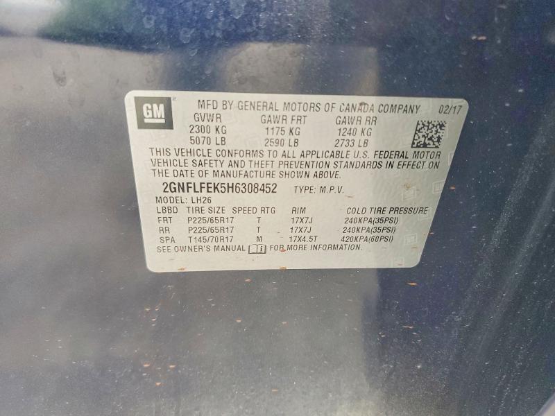 56358026 :رقم المزاد ، 2GNFLFEK5H6308452 vin ، 2017 Chevrolet Equinox مزاد بيع