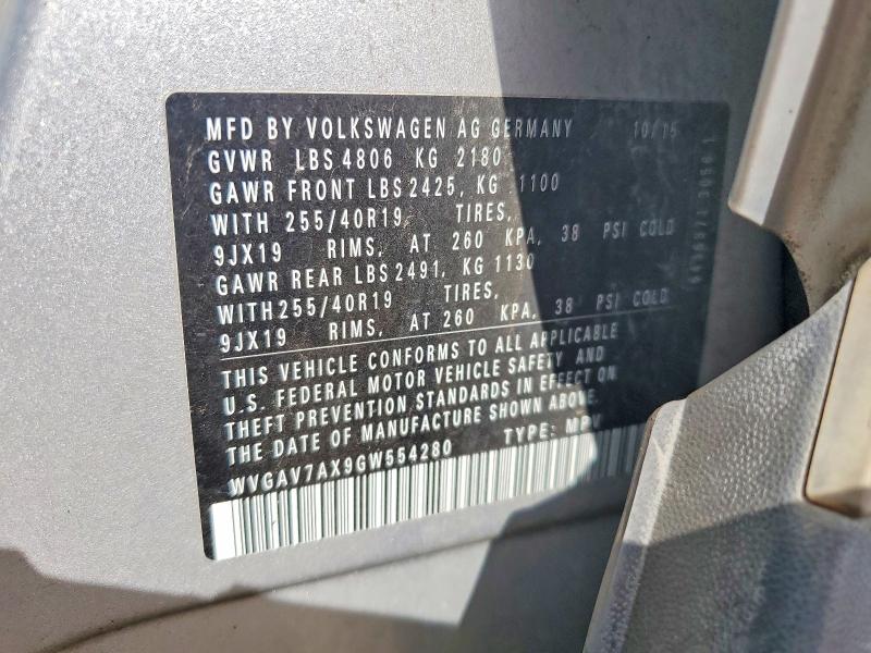 Продаж на аукціоні авто 2016 Volkswagen Tiguan, vin: WVGAV7AX9GW554280, номер лоту: 56467286