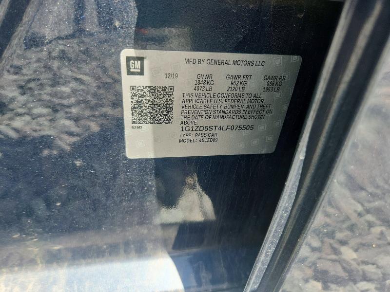 57855686 :رقم المزاد ، 1G1ZD5ST4LF075505 vin ، 2020 Chevrolet Malibu مزاد بيع