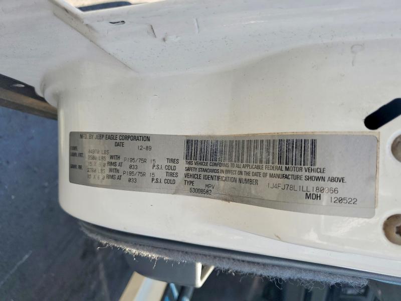1990 Jeep Cherokee მანქანა იყიდება აუქციონზე, vin: 1J4FJ78L1LL180066, აუქციონის ნომერი: 56040776