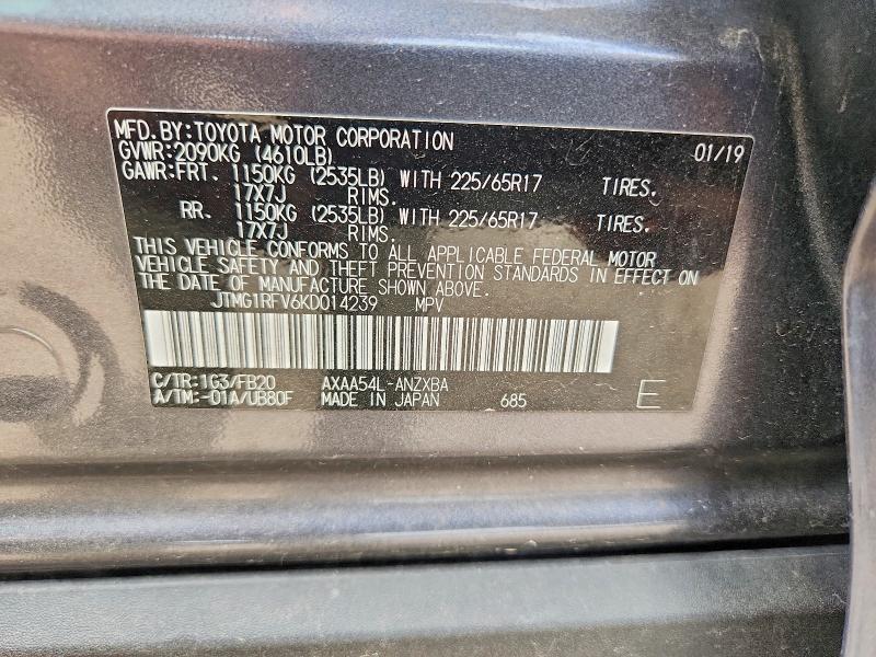 Продаж на аукціоні авто 2019 Toyota Rav4, vin: JTMG1RFV6KD014239, номер лоту: 58156796