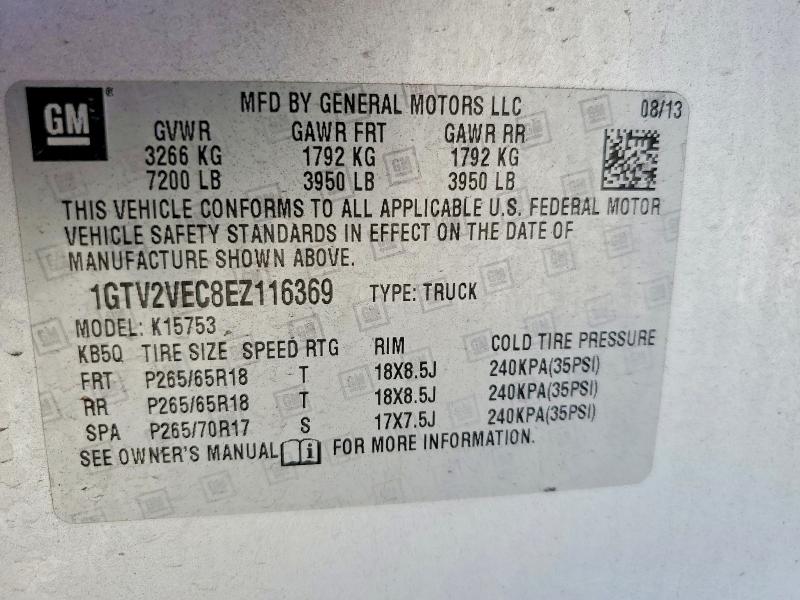 Продажа на аукционе авто 2014 Gmc Sierra, vin: 1GTV2VEC8EZ116369, номер лота: 56337856