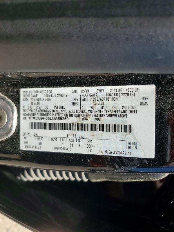 Aukcja sprzedaży 2020 Ford Escape, vin: 1FMCU9H65LUA59259, numer aukcji: 56110556