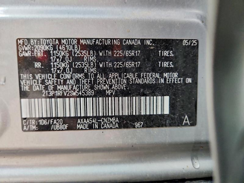 Aukcja sprzedaży 2025 Toyota Rav4, vin: 2T3P1RFV2SW545389, numer aukcji: 56688166