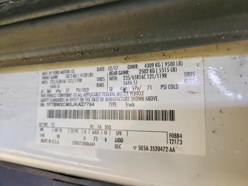 Aukcja sprzedaży 2018 Ford Transit, vin: 1FTBW2CMXJKA27794, numer aukcji: 57232426