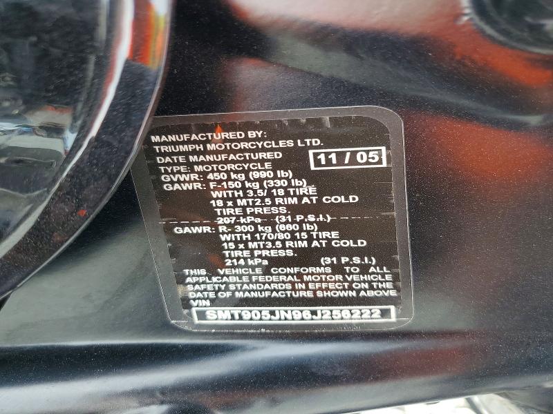 Продажа на аукционе авто 2006 Triumph Motorcycle Bonneville, vin: SMT905JN96J256222, номер лота: 56031356