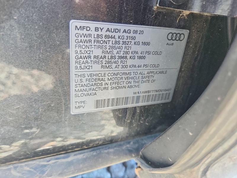 Продаж на аукціоні авто 2021 Audi Sq7, vin: WA1AWBF77MD010407, номер лоту: 56844066