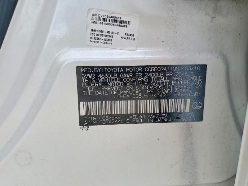 Aukcja sprzedaży 2018 Lexus Is, vin: JTHBA1D28J5074342, numer aukcji: 56988526