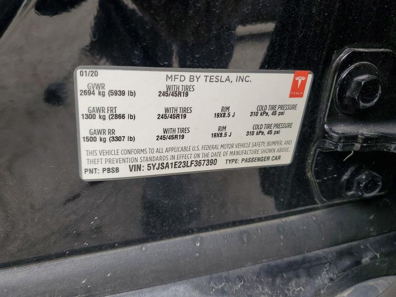 Продажа на аукционе авто 2020 Tesla Model S, vin: 5YJSA1E23LF367390, номер лота: 56125556
