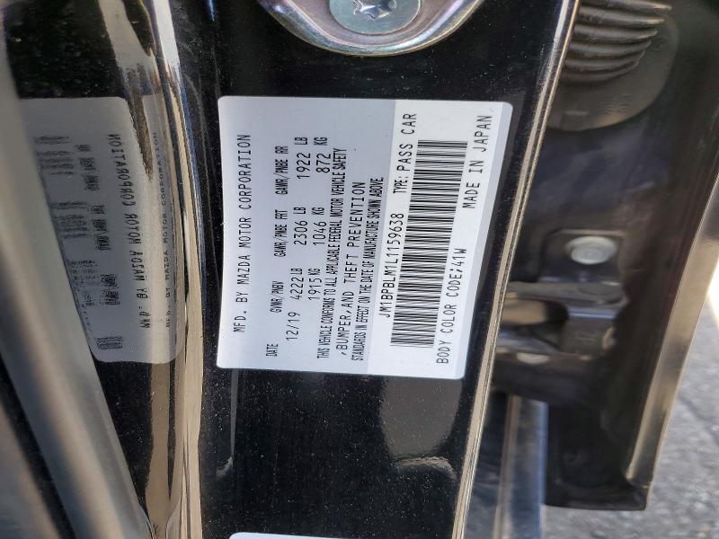 55914116 :رقم المزاد ، JM1BPBLM1L1159638 vin ، 2020 Mazda 3 مزاد بيع