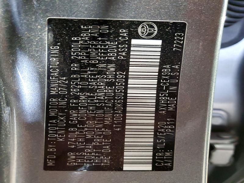 85637595 :رقم المزاد ، 4T1DBADK6SU505092 vin ، 2025 Toyota Camry مزاد بيع
