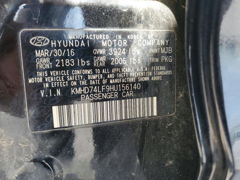 2017 Hyundai Elantra მანქანა იყიდება აუქციონზე, vin: KMHD74LF9HU156140, აუქციონის ნომერი: 55731436