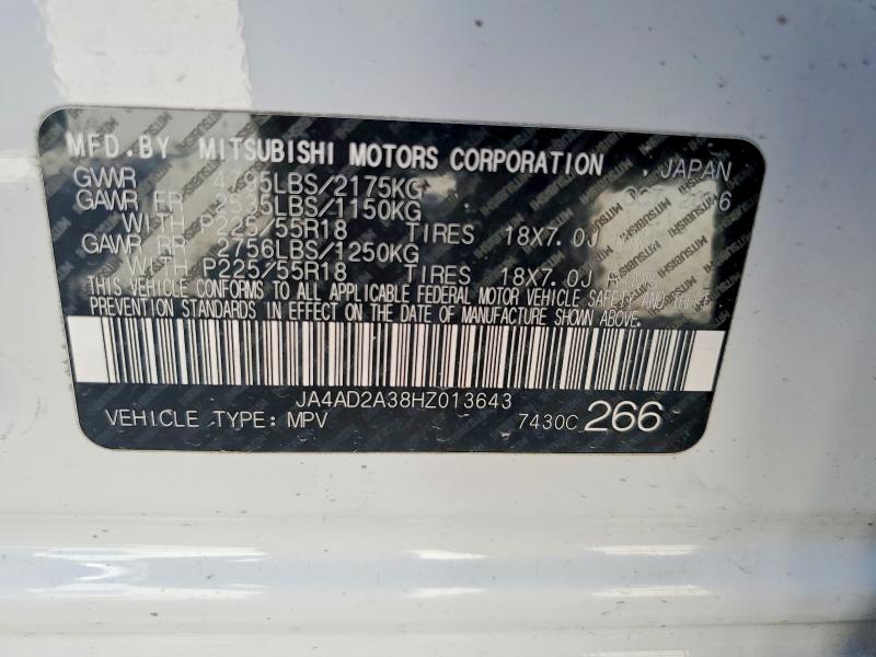 Продажа на аукционе авто 2017 Mitsubishi Outlander, vin: JA4AD2A38HZ013643, номер лота: 58469886