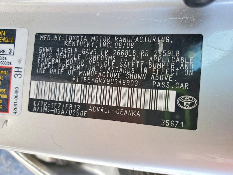 Продаж на аукціоні авто 2009 Toyota Camry, vin: 4T1BE46KX9U348903, номер лоту: 56089446