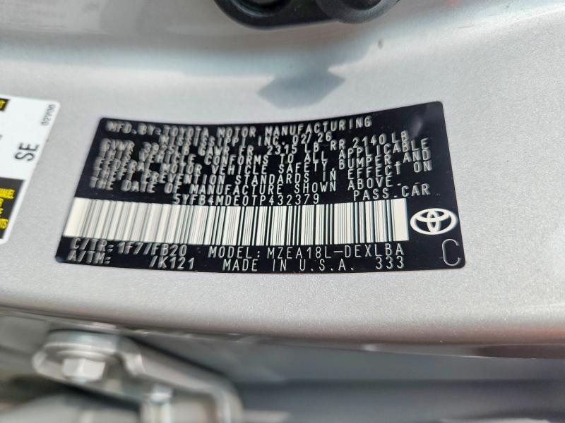 Aukcja sprzedaży 2026 Toyota Corolla, vin: 5YFB4MDE0TP432379, numer aukcji: 56297926